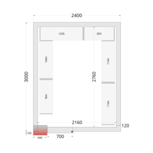 Negatīvā aukstuma kamera TEFCOLD - 2400x3000: optimāla izolācija, izmēri pielāgoti profesionāļiem