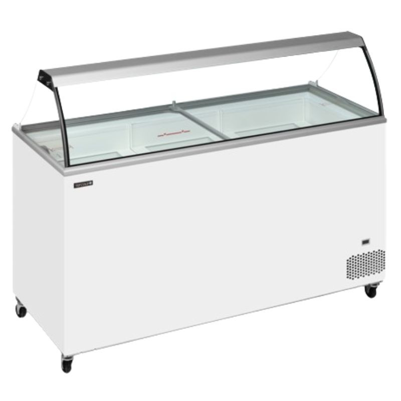 Chest Freezer with Curved Glass - 430 L TEFCOLD: Optimal storage for ice cream Chest Freezer with Curved Glass - 430 L TEFCOLD: Optimal storage for ice cream