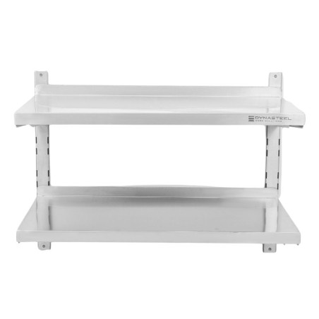 Etagère Murale en Inox sur Crémaillères 2 Niveaux  - L 800 x P 400 mm - Dynasteel
