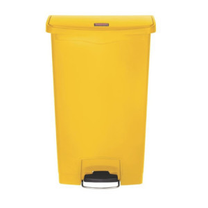 Liela dzeltena priekšējā pedāļa atkritumu tvertne 68 L Rubbermaid: nevainojama higiēna un profesionāla praktiskums