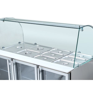 Saladette Refrigerators 4 GN 1/1 - 3 Stikla Durvis - Dynasteel