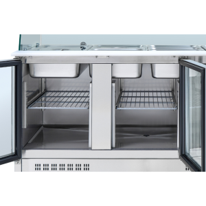 Saladette Refrigerators 4 GN 1/1 - 3 Stikla Durvis - Dynasteel