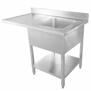 Plonge avec Passage Lave-Vaisselle, Dosseret et Etagère - 1200 x 700 - Egouttoir à Gauche - Dynasteel