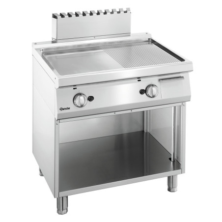 Plīts virsma 1/2 Gluda, 1/2 Rievota Platums 800 - Gāze