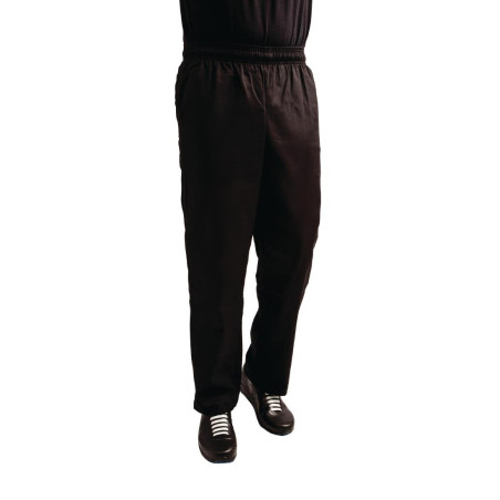 Ērti melni virtuves bikses Easyfit ar Teflon apstrādi - izmērs XS - Whites Chefs Clothing - Fourniresto