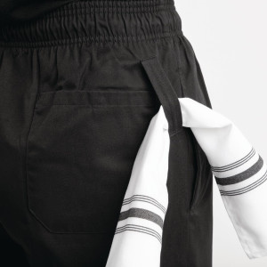 Ērti melni virtuves bikses Easyfit ar Teflon apstrādi - izmērs XS - Whites Chefs Clothing - Fourniresto