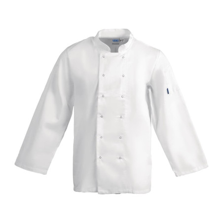 Vegas baltās kokvilnas virtuves jaka ar garām piedurknēm - XL izmērs - Whites Chefs Clothing - Fourniresto