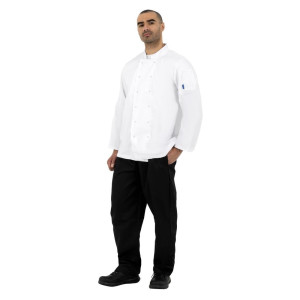 Vegas baltās kokvilnas virtuves jaka ar garām piedurknēm - XL izmērs - Whites Chefs Clothing - Fourniresto