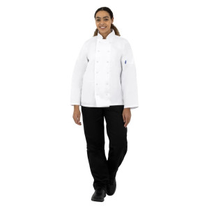 Vegas baltās kokvilnas virtuves jaka ar garām piedurknēm - XL izmērs - Whites Chefs Clothing - Fourniresto