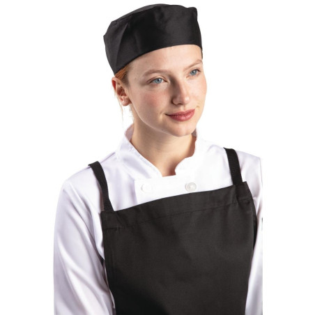 Melns virtuves cepure no polikotona - L izmērs 61 cm - Whites pavāru apģērbs - Fourniresto