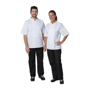 Vegas baltās īsām piedurkšņu kokvilnas virtuves jaka - izmērs Xs - Whites Chefs Clothing - Fourniresto
