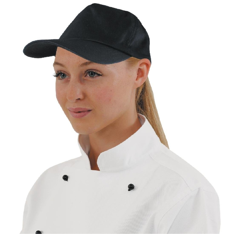 Melna beisbola cepure ar regulējamu siksnu - vienmērīga izmēra - Whites Chefs Clothing - Fourniresto Melna beisbola cepure ar regulējamu siksnu - vienmērīga izmēra - Whites Chefs Clothing - Fourniresto