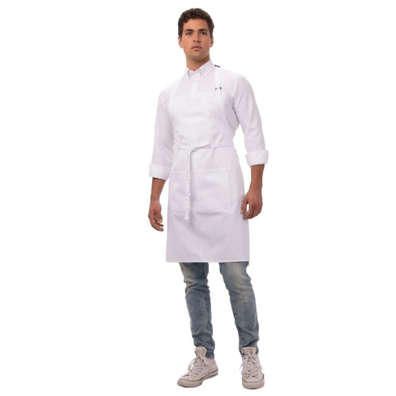 White Bib Apron with Pockets and Adjustable Neck Strap - Chef Works - Fourniresto White Bib Apron with Pockets and Adjustable Neck Strap - Chef Works - Fourniresto
