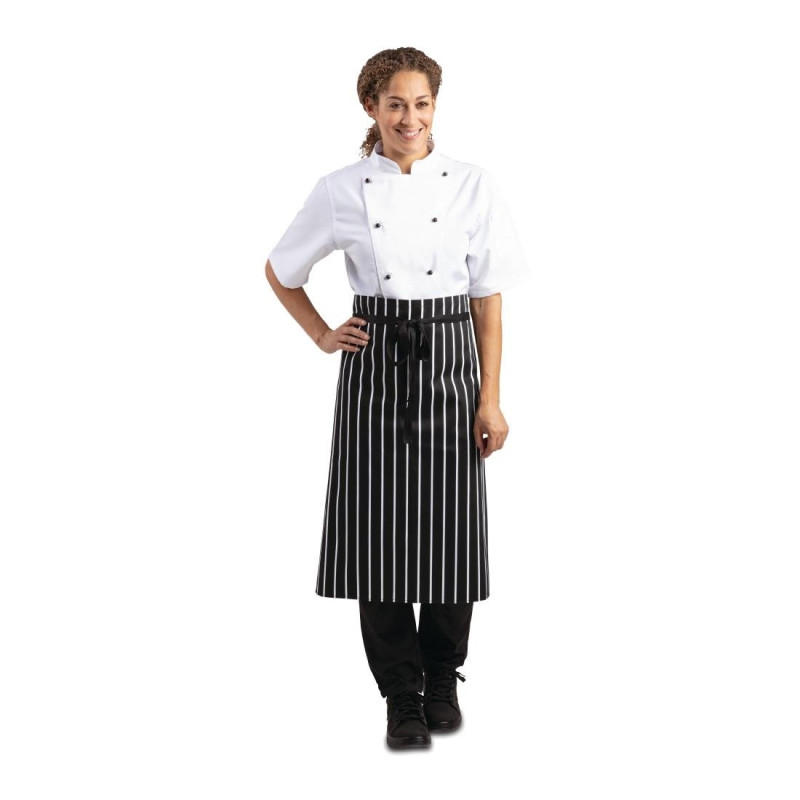 Tablier De Cuisine Rayé Blanc Et Noir 760 X 970 Mm - Whites Chefs Clothing - Fourniresto Tablier De Cuisine Rayé Blanc Et Noir 760 X 970 Mm - Whites Chefs Clothing - Fourniresto