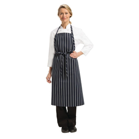 Zilganbalts Bavete Premium audums ar baltām un zilām svītrām - Chef Works - Fourniresto