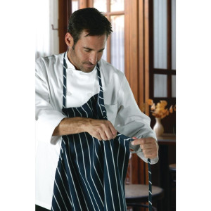 Zilganbalts Bavete Premium audums ar baltām un zilām svītrām - Chef Works - Fourniresto