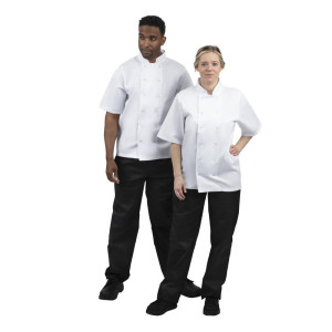 Balta īstermiņa virtuves jaka ar īsām piedurknēm Bostonā - XXL izmērs - Whites Chefs Clothing - Fourniresto