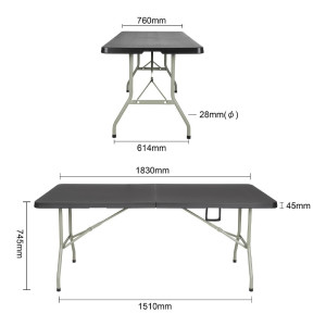 Saliekamā galds melns 180 cm centrā - Bolero - Fourniresto