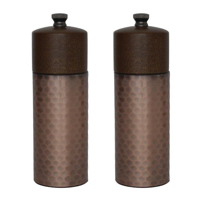 Sāls un piparu dzirnaviņas no koka un vara 150 mm - Olympia - Fourniresto Sāls un piparu dzirnaviņas no koka un vara 150 mm - Olympia - Fourniresto