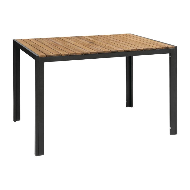 Rectangular Steel and Acacia Table - 120 cm - Bolero - Fourniresto Rectangular Steel and Acacia Table - 120 cm - Bolero - Fourniresto
