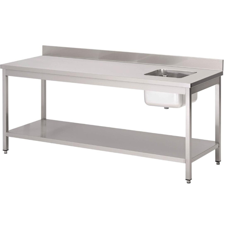 Table Du Chef Avec Bac À Droite et Dosseret en Inox - L 1400 x P 700 mm - Gastro M Table Du Chef Avec Bac À Droite et Dosseret en Inox - L 1400 x P 700 mm - Gastro M