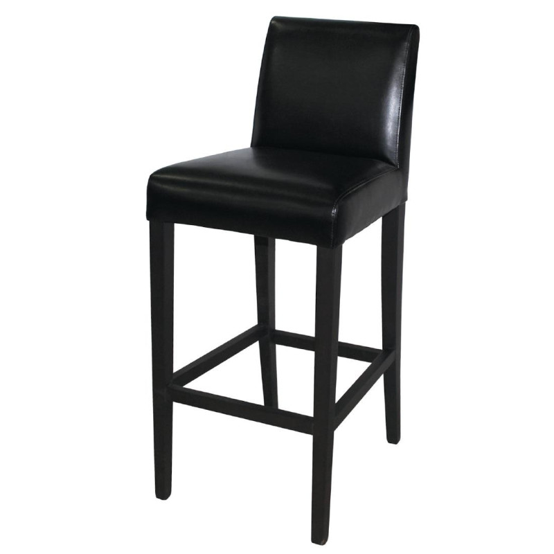 High Bar Stool with Faux Leather Backrest - Black - Bolero - Fourniresto High Bar Stool with Faux Leather Backrest - Black - Bolero - Fourniresto
