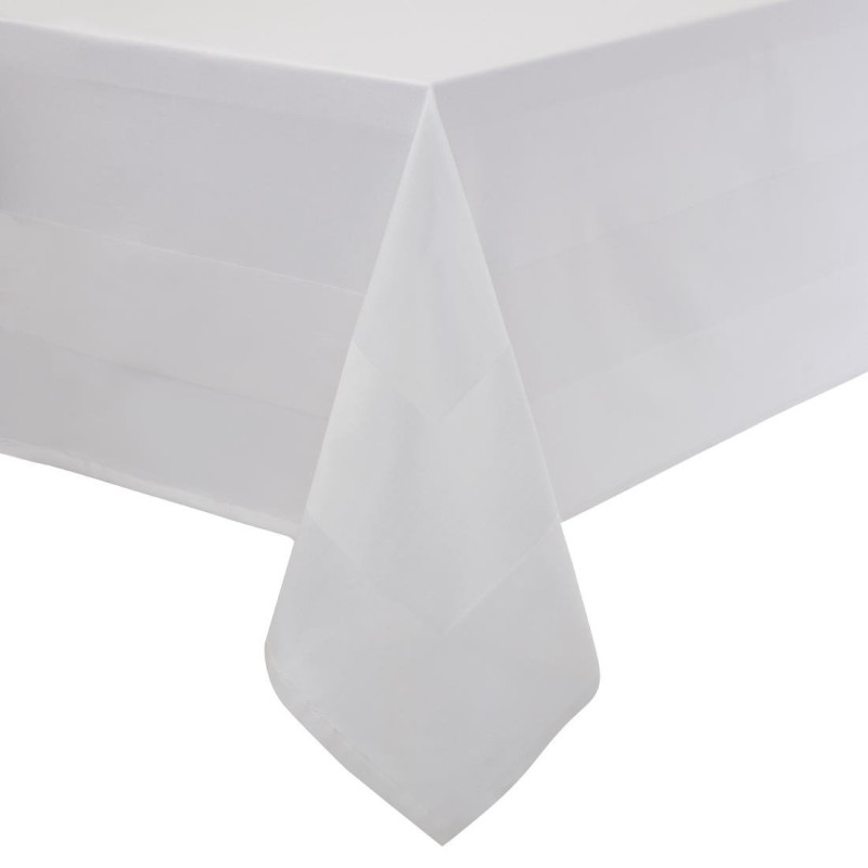 Nappe blanche bande de satin 1140 x 1140mm - Mitre Luxury - Fourniresto Nappe blanche bande de satin 1140 x 1140mm - Mitre Luxury - Fourniresto
