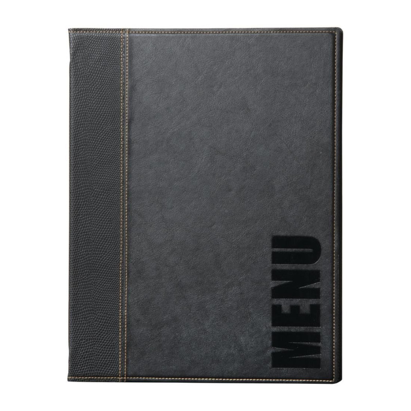Contemporary A5 Black Menu Cover - Securit - Fourniresto Contemporary A5 Black Menu Cover - Securit - Fourniresto