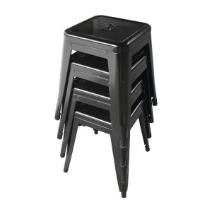 Black Steel Low Stools - Set of 4 - Bolero