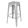High Stools in Silver Grey Galvanized Steel - Set of 4 - Bolero