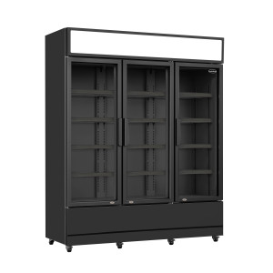 Dzērienu ledusskapis ar 3 durvīm melns 1065 L CombiSteel