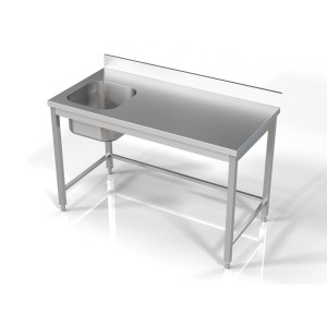 Iegremdē 1 kreiso tvertni ar aizmugurējo paneli - L 1400 x P 700 mm - CombiSteel