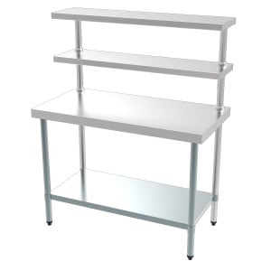 Nerūsējošā tērauda galds ar 2 plauktiem - L 1200 x P 600 mm - CombiSteel