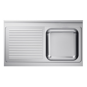 Izlietne 1 Bļoda un Notecētājs pa Kreisi ar Aizmugurējo Paneli - L 1200 x P 700 mm - CombiSteel