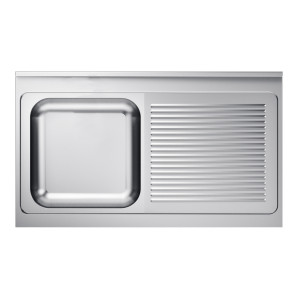 Izlietne 1 Bļoda un Noteces vieta pa labi ar Aizmugurējo paneli - L 1200 x P 700 mm - CombiSteel