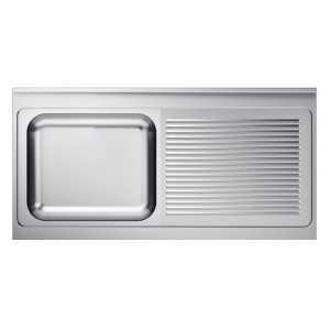 Izlietne 1 Bļoda un Noteces vieta pa labi ar Aizmugurējo paneli - L 1400 x P 700 mm - CombiSteel