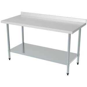 Nerūsējošā tērauda galds ar noņemamu plauktu un paceltu malu un aizmugurējo paneli - L 700 x P 700 mm - CombiSteel