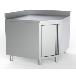 Meuble Inox Bas Angulaire avec Dosseret - L 1000 x P 600 mm