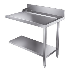 Iekraušanas galds ar plauktu un aizmugurējo paneli - Labais - L 1100 x P 750 mm - CombiSteel
