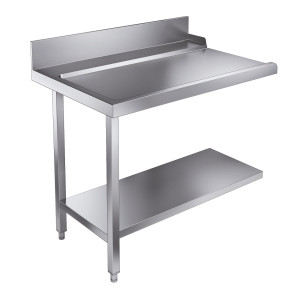 Iekraušanas galds ar plauktu un aizmugurējo paneli - Kreisais - L 1100 x P 750 mm - CombiSteel