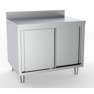 Nerūsējošā tērauda apakšējais mēbele ar 2 durvīm un aizmugurējo paneli - L 2000 x P 600 mm - CombiSteel