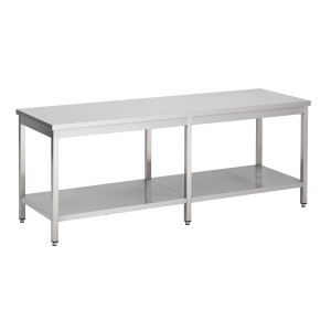 Nerūsējošā tērauda galds ar plauktu - L 2600 x P 700 mm - CombiSteel