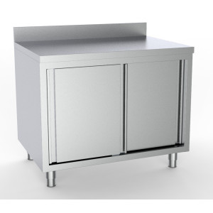 Meuble Inox Bas à 2 Portes avec Dosseret - L 1600 x P 600 mm - CombiSteel