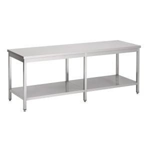 Inox galda ar plauktu - L 2200 x P 700 mm - CombiSteel
