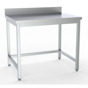 Nerūsējošā tērauda galds ar aizmugurējo paneli - L 1000 x P 700 mm - CombiSteel