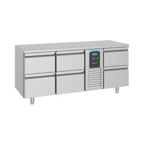Pozitīva GN 1/1 ledusskapja galds ar 6 atvilktnēm - 474 L - CombiSteel