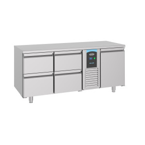 Pozitīva GN 1/1 ledusskapja galds ar 1 durvīm un 4 atvilktnēm - 474 L - CombiSteel