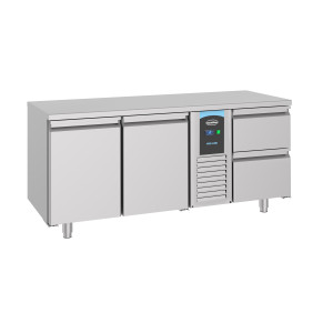 Pozitīva GN 1/1 ledusskapja galds ar 2 durvīm un 2 atvilktnēm - 474 L - CombiSteel
