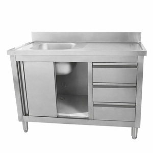 Meuble Plonge 1 Bac avec Dosseret et 3 Tiroirs - 1200 x 600 mm - Bac à Gauche - Dynasteel