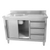 Mēbele Plonge 1 Vanna ar Aizmugures Paneli un 3 Atvilktnēm - 1200 x 600 mm - Vanna pa Kreisi - Dynasteel